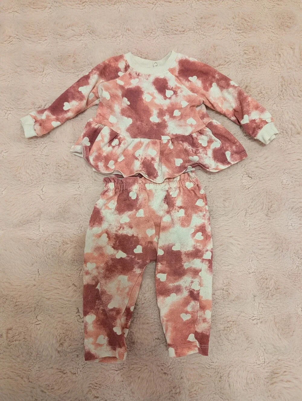 Grayson Mini Baby Girls Pink Heart Set 12m